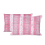Cotton cushion covers, 'Climbing Mughal Rose' (pair) - Pink and White Floral Stripe Pair of Cotton Cushion Covers