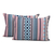 Cotton cushion covers, 'Geometric Inspiration' (pair) - Coral Geometric Striped Pair of Cotton Cushion Covers (image 2a) thumbail