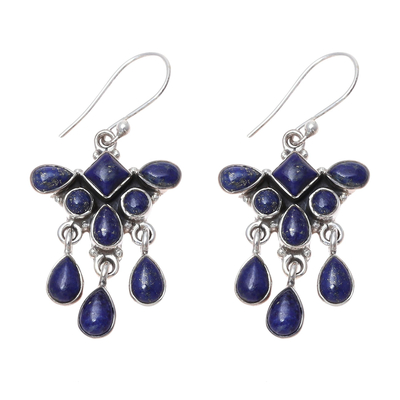 Lapis Lazuli Waterfall Earrings from India - Lapis Dream | NOVICA