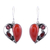Karneol- und Granat-Baumelohrringe, „Rote Herzen“. - Karneol- und Granat-Herz-Ohrringe aus Indien