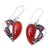 Carnelian and garnet dangle earrings, 'Red Hearts' - Carnelian and Garnet Heart Earrings from India