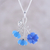 collar con colgante de cuarzo - Collar con colgante floral de cuarzo azul de la India