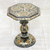 Wood decorative pedestal, 'Elegant Chinar' - Indian Wood Pedestal with Black and Gold Chinar Leaves thumbail