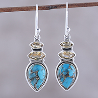 Citrine dangle earrings, 'Gemstone Allure'