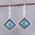 Pendientes colgantes de plata de ley - Aretes colgantes de plata esterlina y compuesto azul turquesa