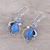 Blue topaz and chalcedony dangle earrings, 'Elegant Dew' - Blue Topaz and Chalcedony Dangle Earrings from India