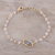 Gold plated labradorite and rose quartz pendant bracelet, 'All Eyes on You' - Gold Plated Labradorite and Rose Quartz Pendant Bracelet (image 2) thumbail