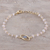 Gold plated labradorite and rose quartz pendant bracelet, 'All Eyes on You' - Gold Plated Labradorite and Rose Quartz Pendant Bracelet (image 2b) thumbail