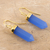 Gold accented chalcedony dangle earrings, 'Sky Blue Bullet' - Gold Accented 30-Carat Chalcedony Dangle Earrings from India (image 2) thumbail