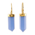 Gold accented chalcedony dangle earrings, 'Sky Blue Bullet' - Gold Accented 30-Carat Chalcedony Dangle Earrings from India thumbail
