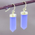 Gold accented chalcedony dangle earrings, 'Sky Blue Bullet' - Gold Accented 30-Carat Chalcedony Dangle Earrings from India (image 2b) thumbail