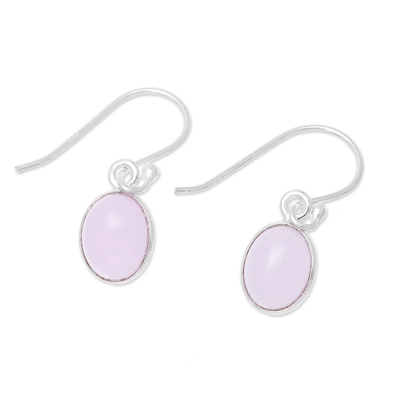 Chalcedony dangle earrings, 'Luminous Soft Pink' - Soft Pink Chalcedony Dangle Earrings from India