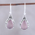 Chalcedony dangle earrings, 'Soft Pink Mist' - Teardrop Chalcedony Dangle Earrings in Pink from India (image 2) thumbail