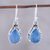 Chalcedony dangle earrings, 'Blue Mist' - Teardrop Chalcedony Dangle Earrings in Blue from India (image 2) thumbail