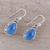 Chalcedony dangle earrings, 'Blue Mist' - Teardrop Chalcedony Dangle Earrings in Blue from India (image 2b) thumbail