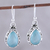 Chalcedony dangle earrings, 'Sky Mist' - Teardrop Chalcedony Dangle Earrings in Aqua from India