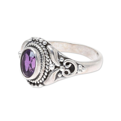 Amethyst cocktail ring, 'Traditional Romantic' - Traditional Amethyst Cocktail Ring from India
