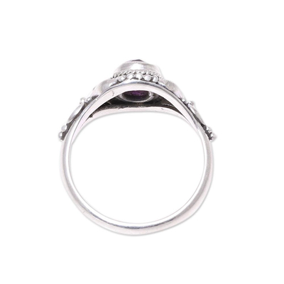 Amethyst cocktail ring, 'Traditional Romantic' - Traditional Amethyst Cocktail Ring from India