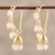 Gold plated cultured pearl chandelier earrings, 'Pearl Melody' - Gold Plated Cultured Pearl Chandelier Earrings from India (image 2) thumbail
