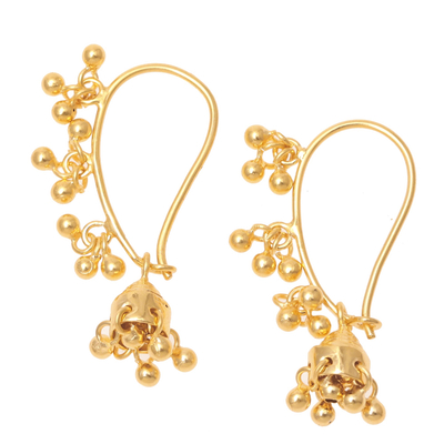 Gold plated sterling silver chandelier earrings, 'Golden Music' - 22k Gold Plated Sterling Silver Chandelier Earrings
