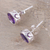 Amethyst stud earrings, 'Spark of Life' - Faceted Amethyst Stud Earrings from India (image 2b) thumbail