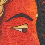 'Pious Ganesha' - Signed Expressionist Painting of Ganesha from India