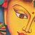 'Alluring Radha' - Signiertes expressionistisches Gemälde von Radha aus Indien