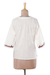 Cotton tunic, 'Desert Flowers' - Embroidered Cotton Tunic in Snow White from India (image 2d) thumbail
