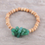 Agate and wood beaded stretch bracelet, 'Natural Mystery in Green' - Wood and Green Agate Beaded Stretch Style Bracelet