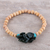 Agate and wood beaded stretch bracelet, 'Natural Mystery in Hunter' - Dark Green Agate and Wood Beaded Bracelet from India