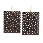 Bone dangle earrings, 'Dark Brown Jali Elegance' - Dark Brown Jali Bone Dangle Earrings from India