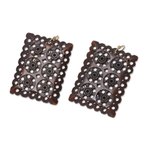 Bone dangle earrings, 'Dark Brown Jali Elegance' - Dark Brown Jali Bone Dangle Earrings from India