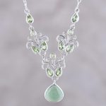 Peridot and serpentine pendant necklace, 'Evening Delight' - Sterling Silver Peridot and Serpentine Pendant Necklace