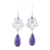 Multi-gemstone dangle earrings, 'Harmonious Purple Trio' - Amethyst Labradorite and Charoite Sterling Dangle Earrings
