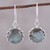 Labradorite dangle earrings, 'Evening Bloom' - Round Sterling Silver and Labradorite Dangle Earrings (image 2) thumbail