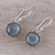 Labradorite dangle earrings, 'Evening Bloom' - Round Sterling Silver and Labradorite Dangle Earrings (image 2b) thumbail