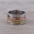 Copper and brass accented sterling silver spinner ring, 'Spinning Trio' - Handcrafted Sterling Silver Copper and Brass Meditation Ring thumbail