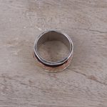Copper and brass accented sterling silver spinner ring, 'Spinning Trio' - Handcrafted Sterling Silver Copper and Brass Meditation Ring