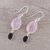 Rose quartz and smoky quartz dangle earrings, 'Pretty Pairing' - Rose Quartz and Smoky Quartz Dangle Earrings from India