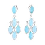 Chalcedony chandelier earrings, 'Aqua Marquise' - Aqua Chalcedony Chandelier Earrings from India