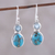 Blue topaz dangle earrings, 'Tidal Dream' - Blue Topaz and Composite Turquoise Dangle Earrings (image 2) thumbail
