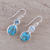 Blue topaz dangle earrings, 'Tidal Dream' - Blue Topaz and Composite Turquoise Dangle Earrings (image 2b) thumbail