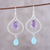 Amethyst and chalcedony dangle earrings, 'Divine Duo' - Amethyst and Chalcedony Dangle Earrings from India (image 2) thumbail