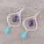 Amethyst and chalcedony dangle earrings, 'Divine Duo' - Amethyst and Chalcedony Dangle Earrings from India (image 2b) thumbail