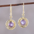 Gold plated amethyst dangle earrings, 'Glittering Lilac' - Amethyst and 18k Gold Plated Sterling Silver Dangle Earrings (image 2) thumbail