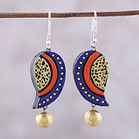 Ceramic dangle earrings, 'Mango Bliss' - Hand-Painted Ceramic Dangle Earrings Crafted in India