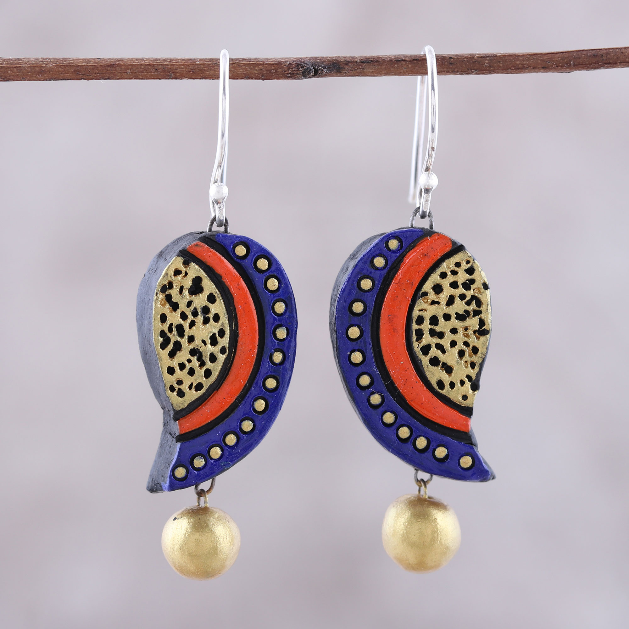 Semicircle Dangle Ceramic Earrings