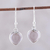 Rose quartz dangle earrings, 'Sweet Adoration' - Heart Shaped Rose Quartz Dangle Earrings from India