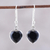 Onyx dangle earrings, 'Sweet Adoration' - Heart Shaped Onyx Dangle Earrings from India