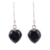Onyx dangle earrings, 'Sweet Adoration' - Heart Shaped Onyx Dangle Earrings from India